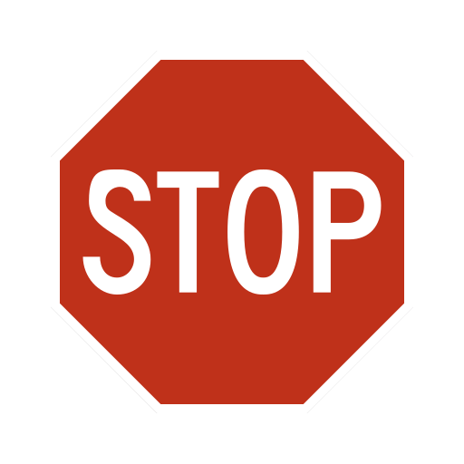 A red octagon sign with a white border and the white word STOP.